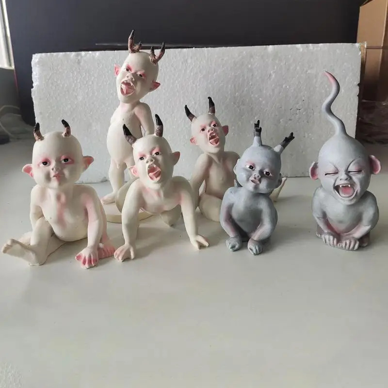 Halloween Horror Baby Statue Figurines Handmade Doll Crafts Resin Ornaments Halloween Scary Doll Ghost Zombie Baby Decor Props 240711