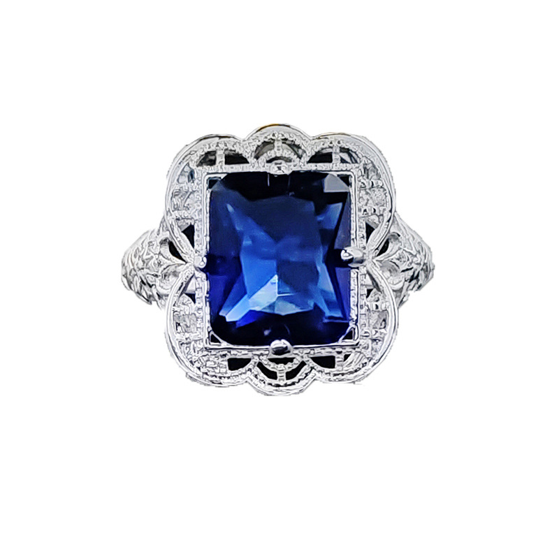 Designer Jewellery High Quality Sapphire Carving Diamond Shiny Luxury Ring for Party Occasion Festival Gift Textured Elegant Accessory