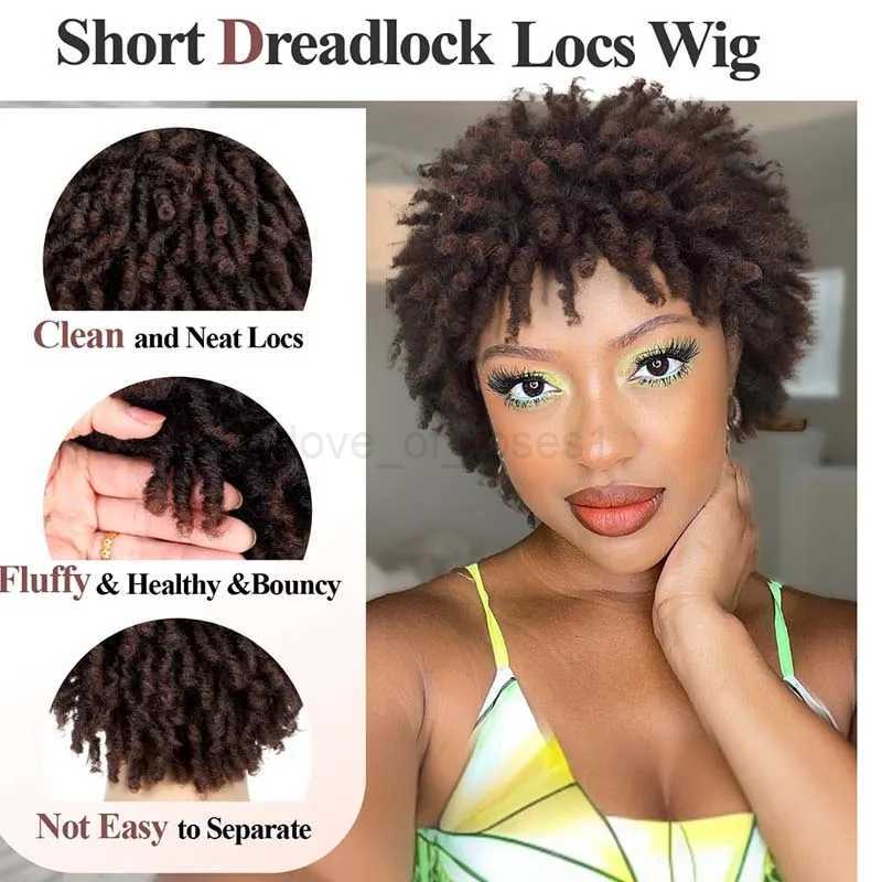3inch Short Afro Dreadlock Wig Curly Faux Locs Hair Wigs Short Dreadlock Wig for Black Women And Men Afro Kinky Twist WigM240712