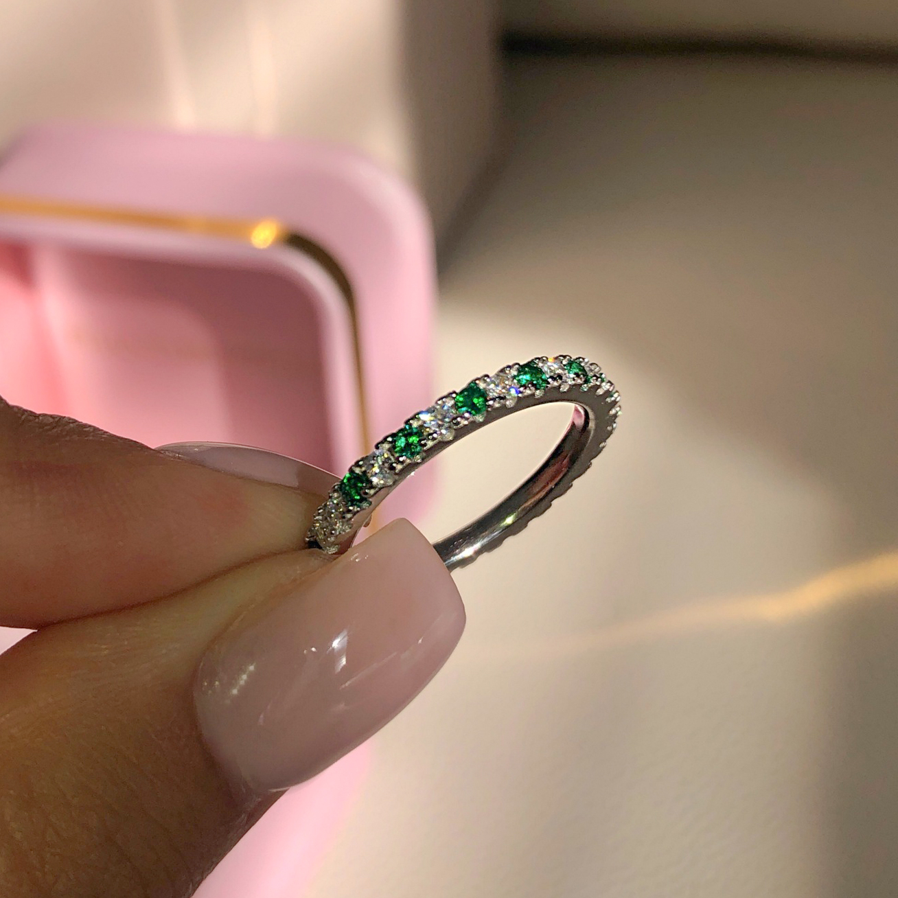 Green Jade Diamond Designer Rings Design Women Shiny Moissanite Ring Festival Gifts Jewelry Accessory