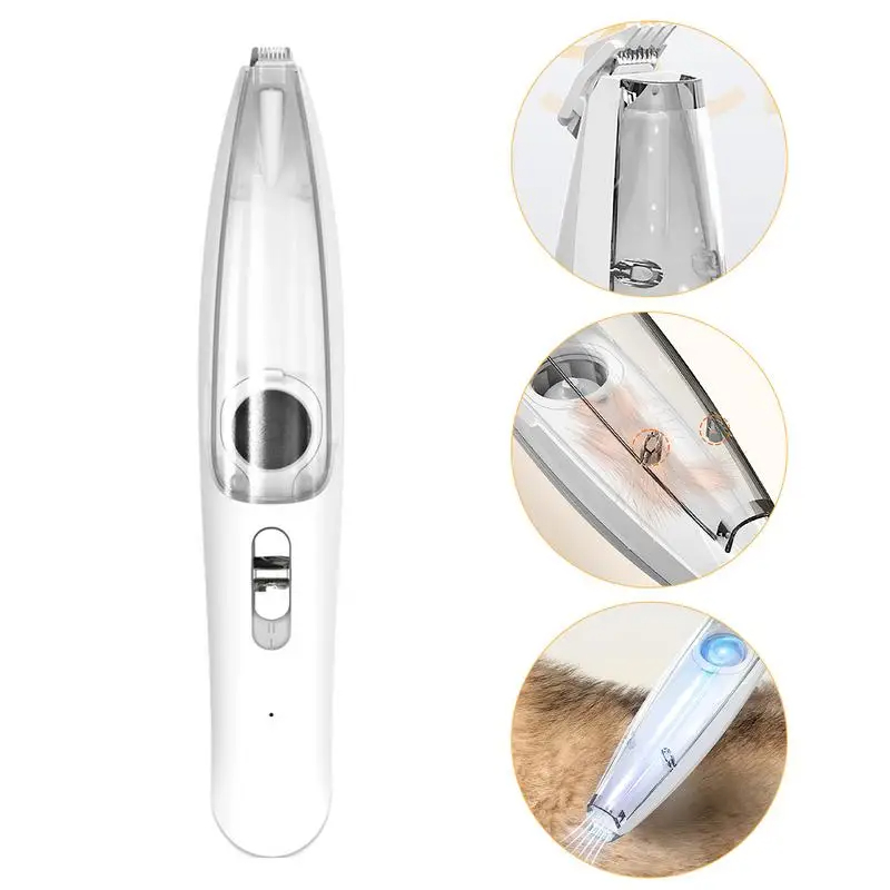 Clear Bin Cat Hair Trimmer Cordless Vacuum Pet Clipper With Suction Rechargeable USB Low Noise Electric Dog Groomer