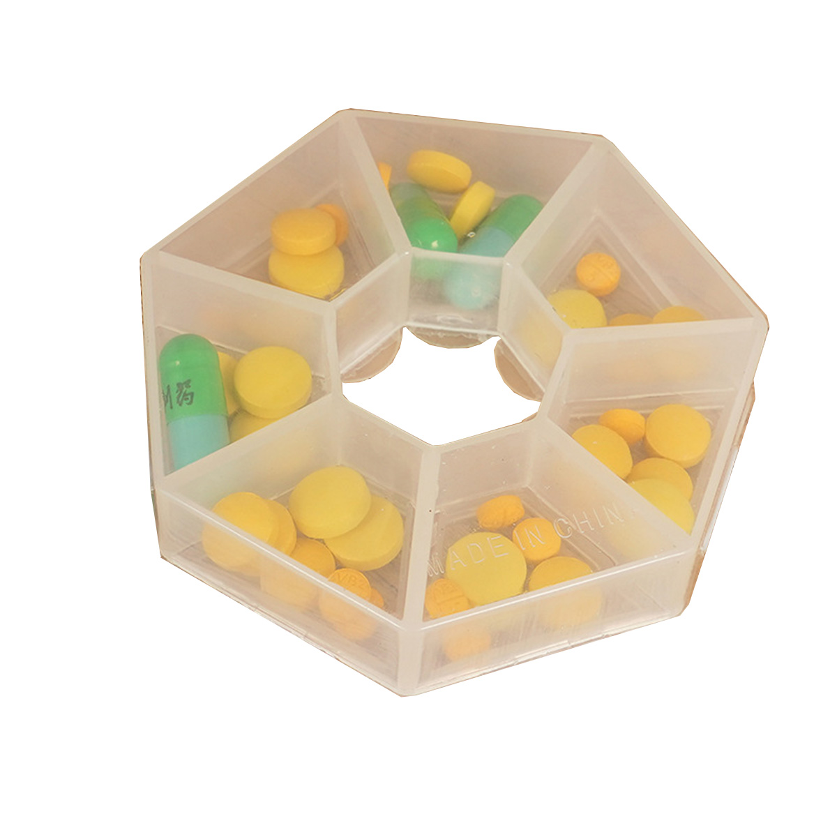 Seven Days Portable Storage Heptagonal Braille Labeling Pill Holder