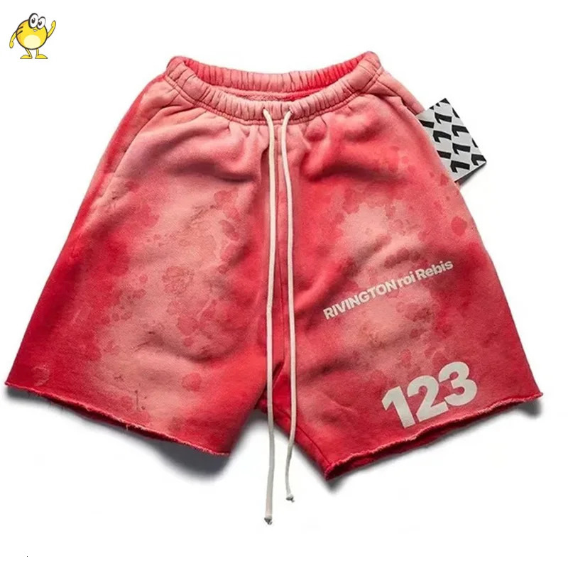 Grey Blue Green Red Washed Do Old RRR123 Shorts Men Woman 1 Good Quality Streetwear Vintage Heavy Fabric Joggers 240711