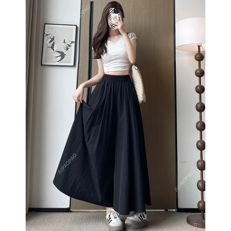 Casual Pants Elastic Waist Culottes Stylish Womens Wide Leg Collection High Skirt for Everyday Z260314