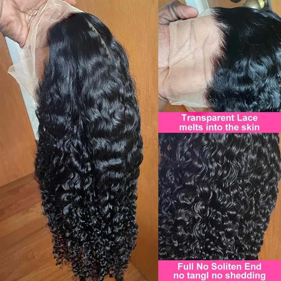 HD water wave wigs 13x4 13x6 lace frontal 30 40 inches glueless brazilian curly deep wave human wigs 100% on sale for womenM240712
