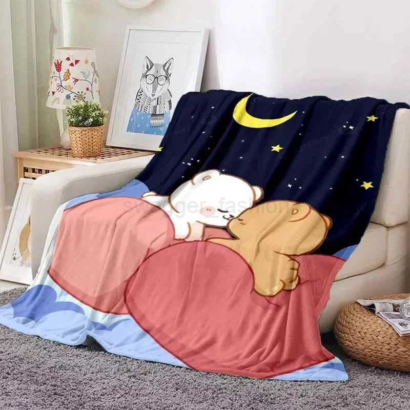 Cute Bubu and Dudu Series Blanket Cartoon Print Kids Warm Flannel Soft Comfortable Home Travel Blanket Bed Blanket Birthday GiftB270715