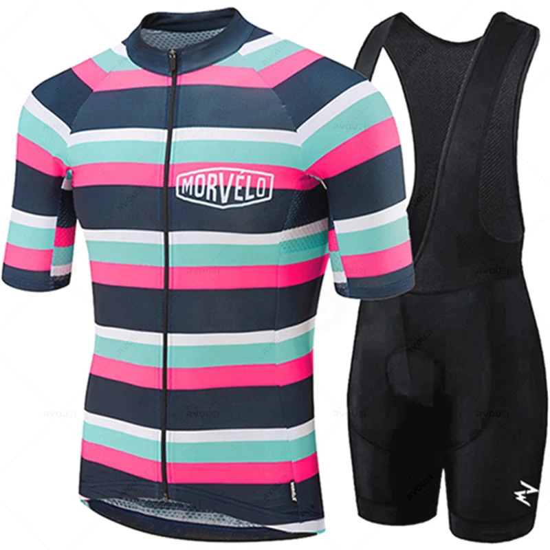 Morvelo Team Cycling Jersey Set Breathable MTB Bicycle Clothing Mountain Bike Wear Clothes Maillot Ropa Ciclismo Hombre 240711