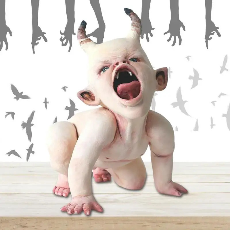 Halloween Horror Baby Statue Figurines Handmade Doll Crafts Resin Ornaments Halloween Scary Doll Ghost Zombie Baby Decor Props 240711