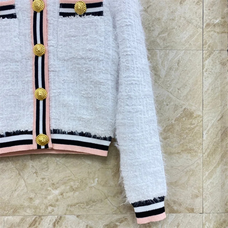 Women jacket Summer Fashion Slim Fit Womens Coat Contrast patchwork long sleeved top Metal button decoration Cardigan 240704