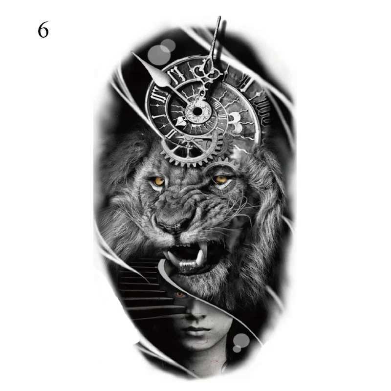 Waterproof Temporary Tattoo Sticker Lion Crown Flash Tatto Wolf Tiger King Rose Flowers Body Art Arm Fake Tatoo Men Women YZL9B240712