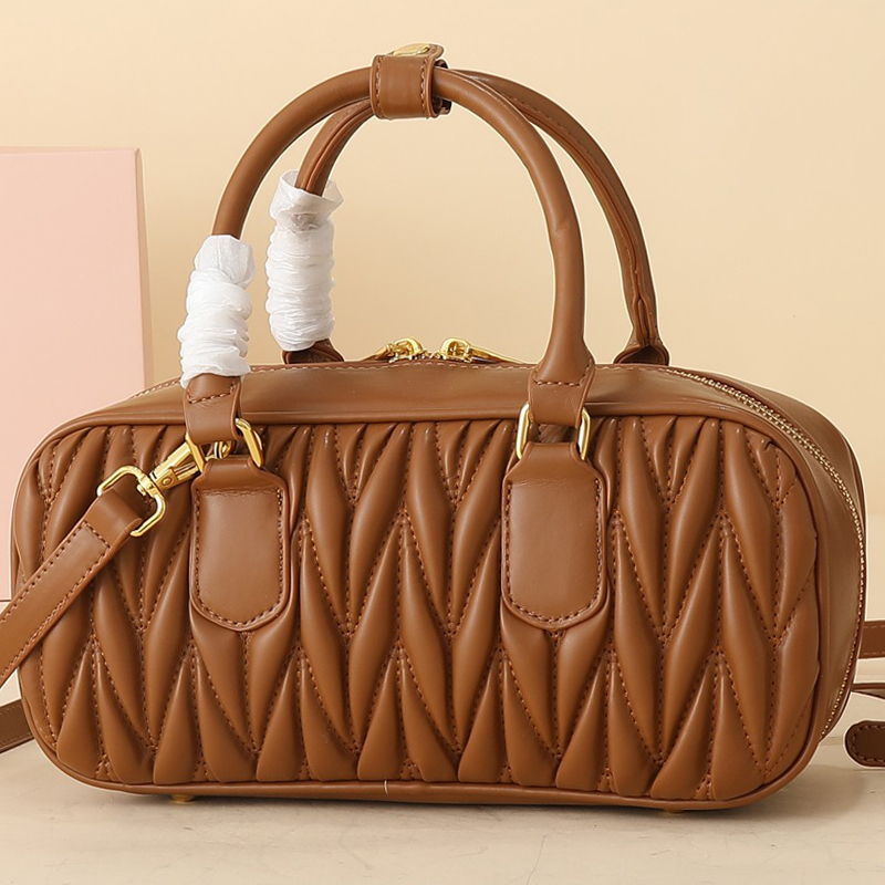 Designer Bags Women Pleated bowling bag, high-end hand-held Boston single-shoulder crossbody bag
