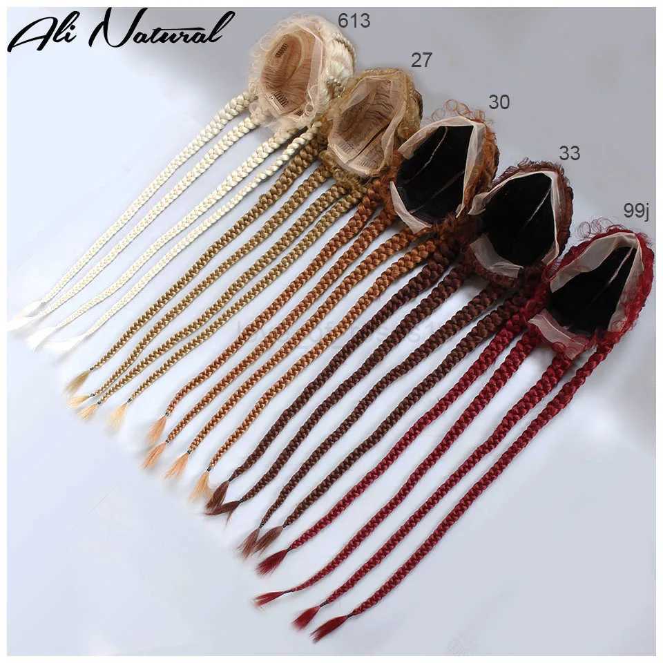 99J Burgundy Red Color 4 Box Braids Lace Wig Full Hand Braided Synthetic Fiber Hair Wig For Afro Black WomenM240712