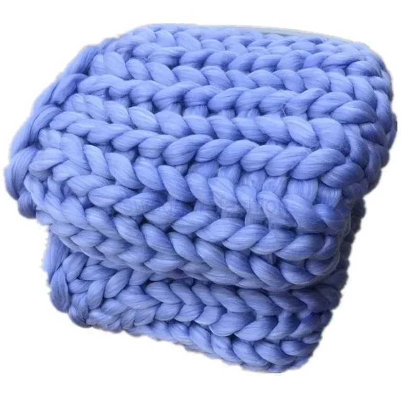 Handmade Cozy Knit Blanket Thick Yarn Wool Throw for Bed Sofa Couch for Bed Sofa CouchB270712