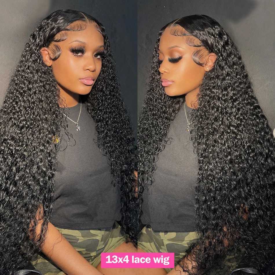 HD water wave wigs 13x4 13x6 lace frontal 30 40 inches glueless brazilian curly deep wave human wigs 100% on sale for womenM240712