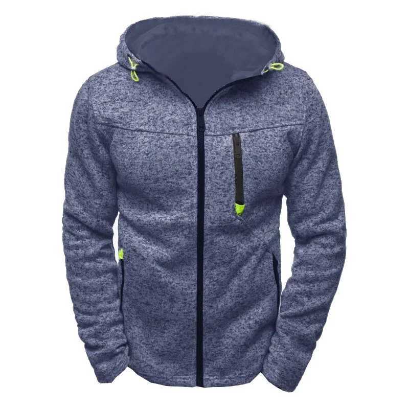 Mens Hoodie with Side Zipper Pockets Thin Wool Solid Color Tracksuit Casual Everyday Outdoor Hooded Tracksuit Long SleevesXJ240812