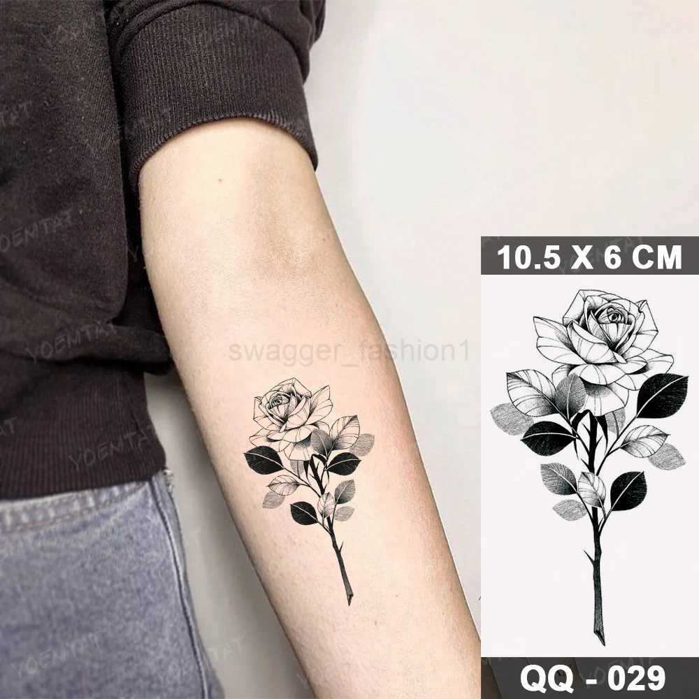 Waterproof Temporary Tattoo Sticker Black Henna Lace Arabian Lotus Totem Flower Flash Tatoo Women Finger Body Art Fake Tatto MenB240712