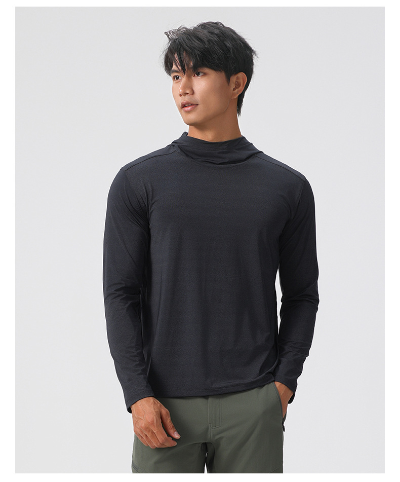 L61170 Mens Jogger Sweatshirt Fitness Sportswear Shirt Blouse Hoodie Stretch Hooded Solid Color Long Sleeve Pullovers