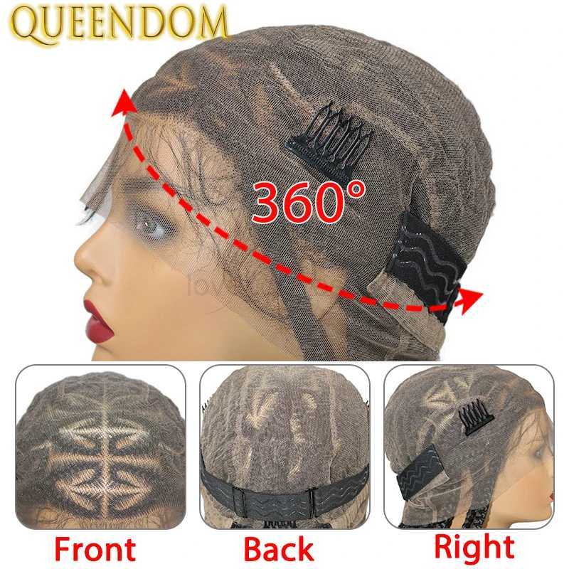 Queendom Synthetic Jumbo Knotless Full Lace Braid Wig 36 Inch Knotless Heart Braided Wig Cornrow Plait Braids Wig for Afro WomenM240712