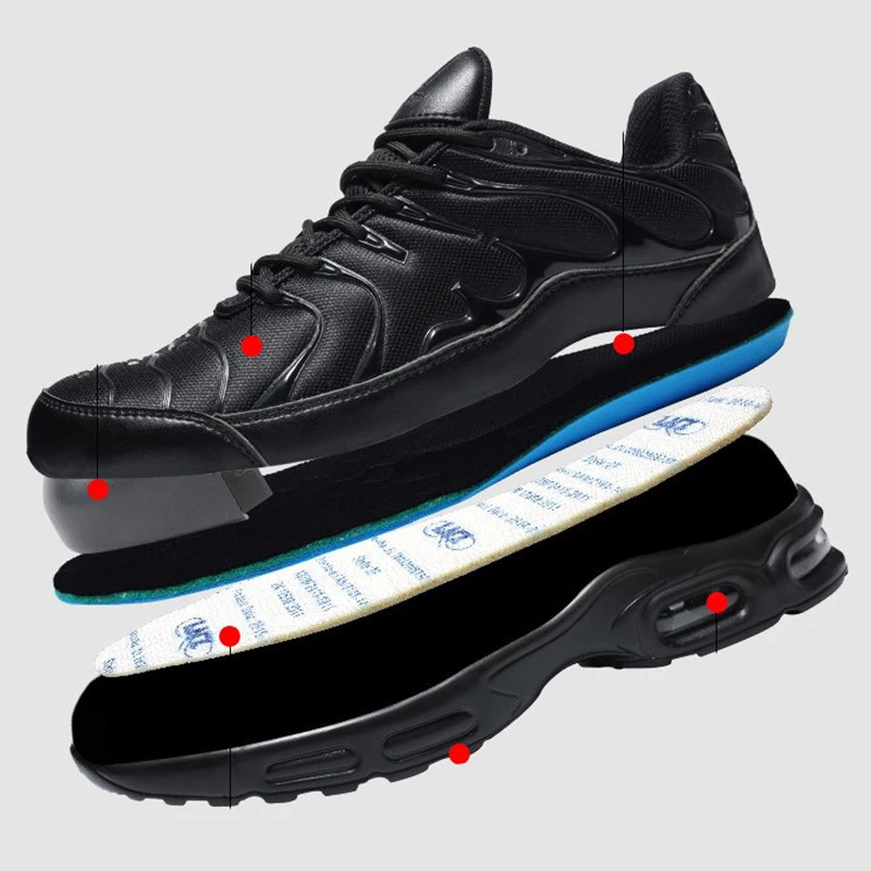 Air Cushion Men Boots Work Sneakers Lightweight Breathable With Steel Toe Safety Shoes PunctureProof H883 240702 - view 7