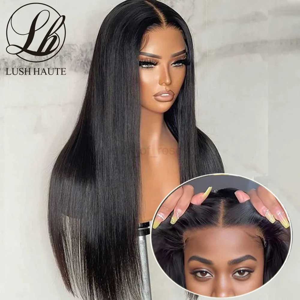 Synthetic Straight Lace Closure Wigs Easy to Wear Glueless Pre Plucked Pre Cut Upgraded No Glue HD Lace Front Wig For WomenM240712