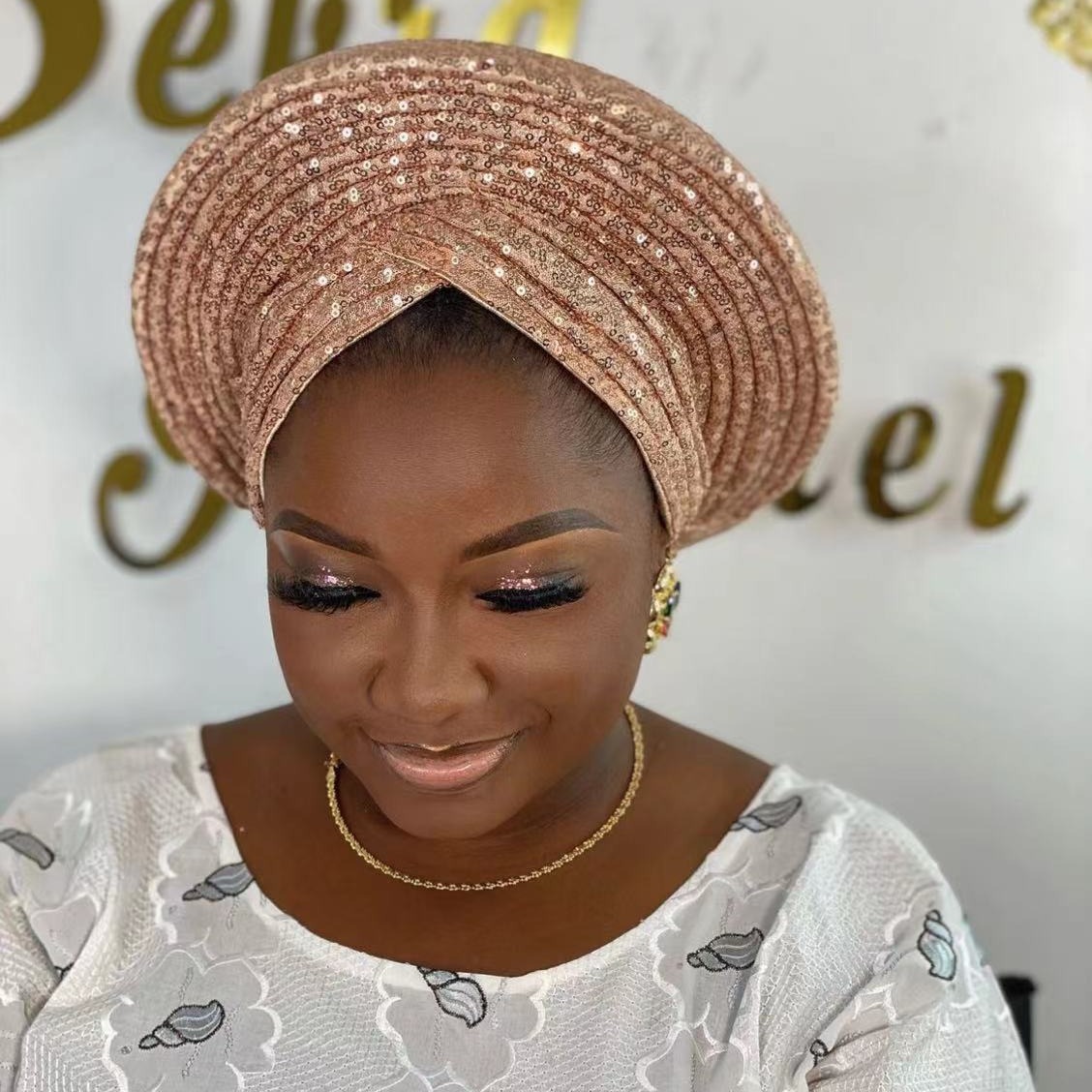 African headtie for woman nigerian gele already made auto gele hele turban aso ebi big brim beautiful wedding headtie