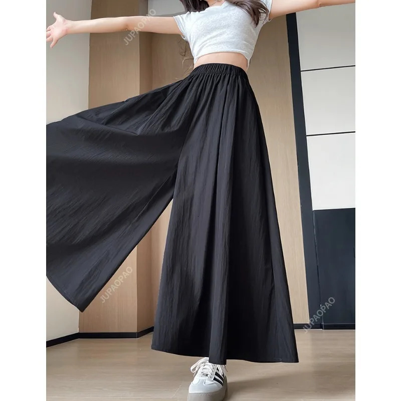 Casual Pants Elastic Waist Culottes Stylish Womens Wide Leg Collection High Skirt for Everyday Z260314