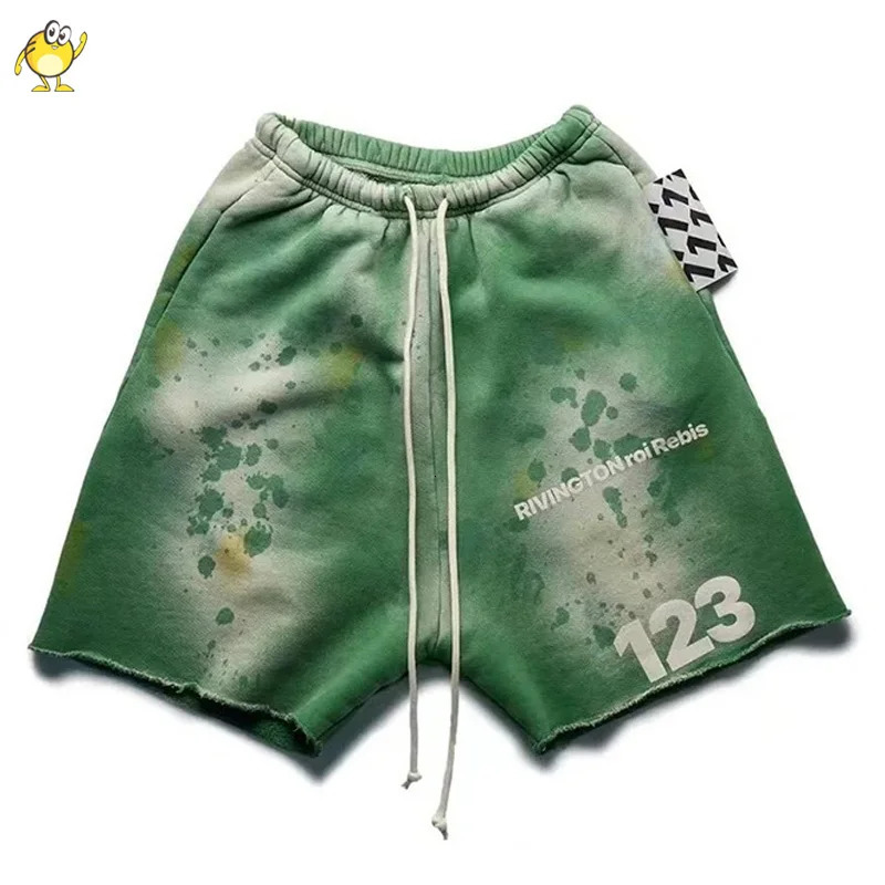 Grey Blue Green Red Washed Do Old RRR123 Shorts Men Woman 1 Good Quality Streetwear Vintage Heavy Fabric Joggers 240711