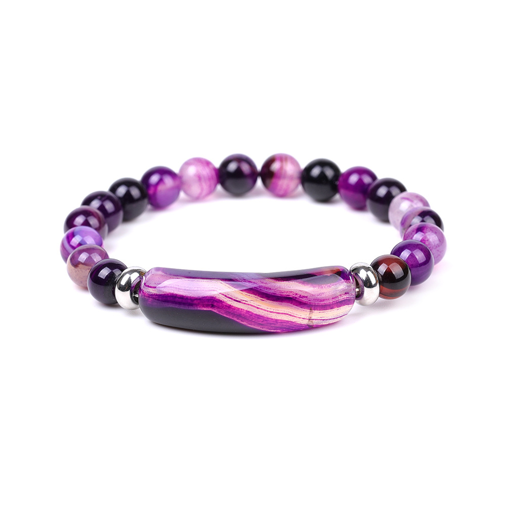 Colorful Natural Stone Agate Bridge Bar Bracelet Designer Jewelry Strip Agate Beads Bracelet Wristband for Women Men Gift Healing Fashion Fine Jewelry