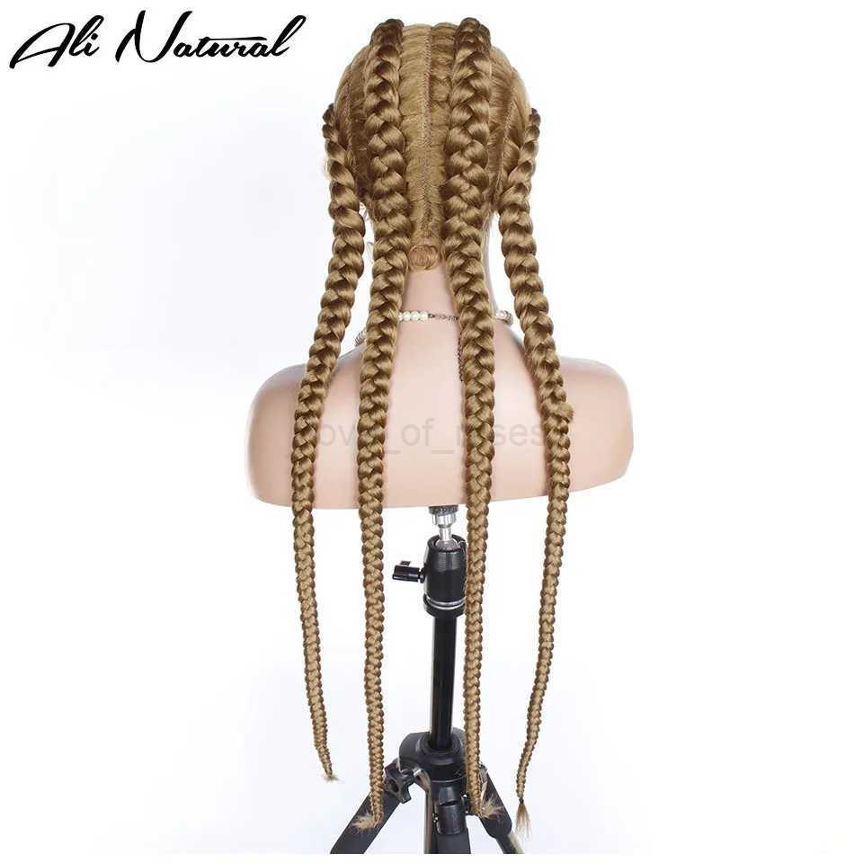 Synthetic Lace Wig Braided Wigs Natural Long 27# Dark Blonde Swiss Lace Wig For Black Women American African Wig Wholesale CheapM240712