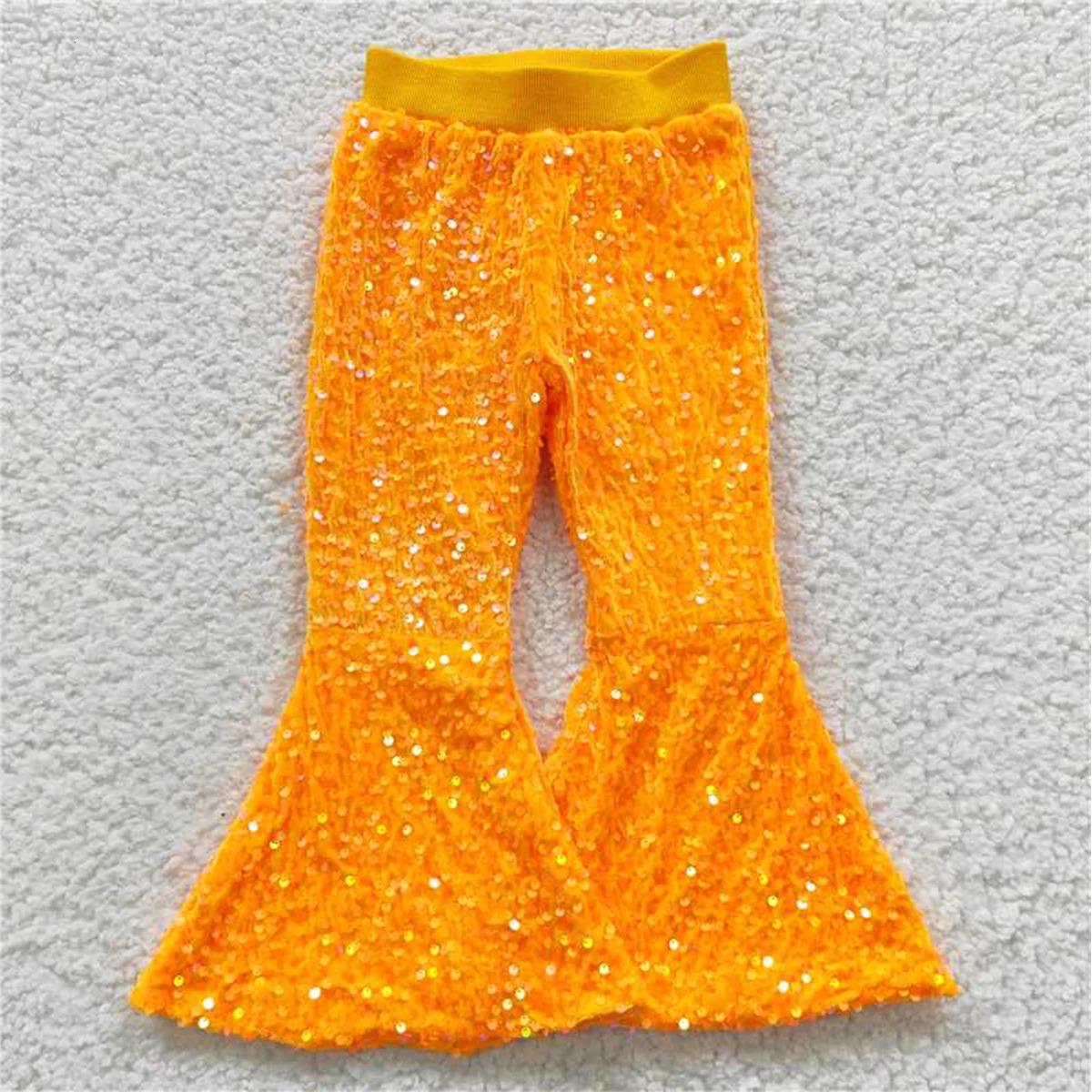 Wholesale Kids Fashionable Boutique Clothing Baby Girls Cute Real Sequins Soft Comfortable Children Bell Bottoms Pants Clothes 240703