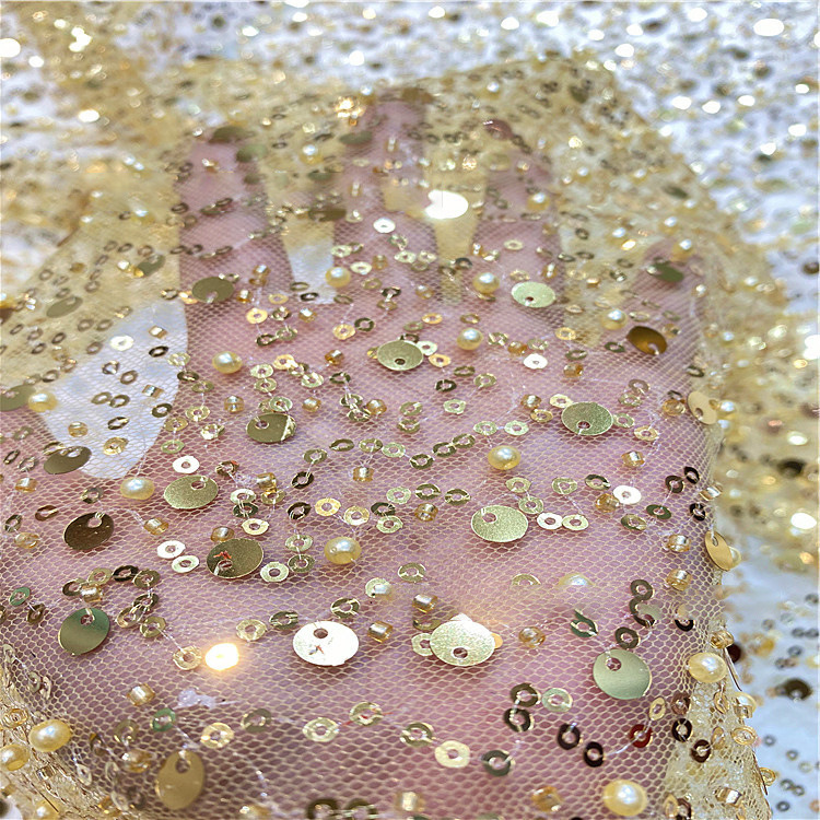 2024 Aso Ebi Gold Prom Dresses for Special Occasions Sheer Neck Illusion Long Sleeves Beaded Sequined Lace Pearls Birthday Dress Second Reception Gown
