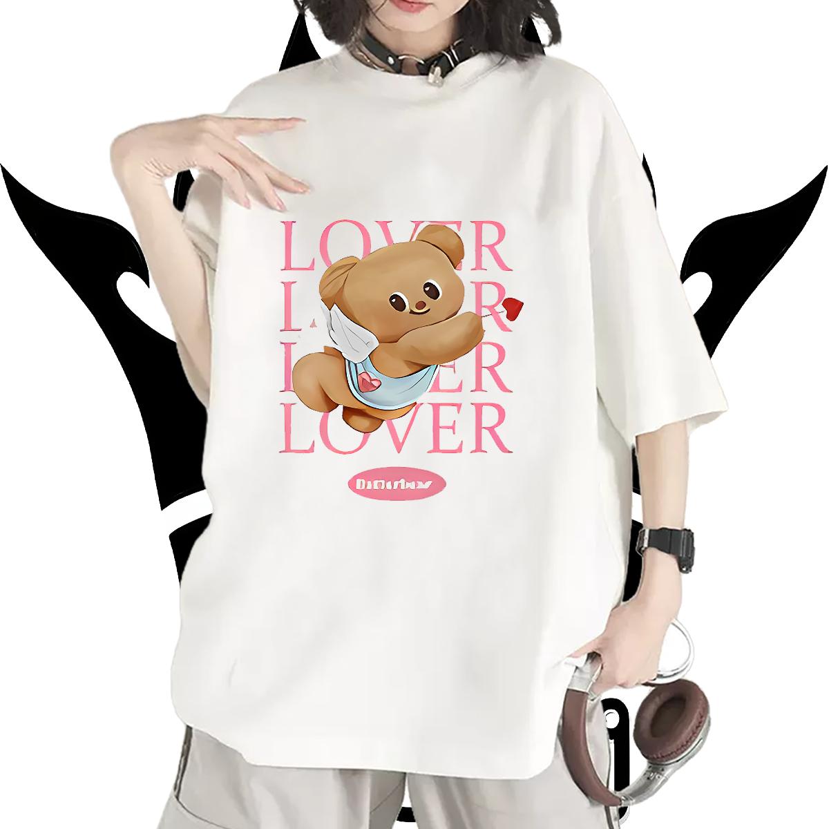 2024 T Shirt For Woman Round Neck Short Sleeve Beach Women Tees Custom Cartoon Nice Tees Shirts