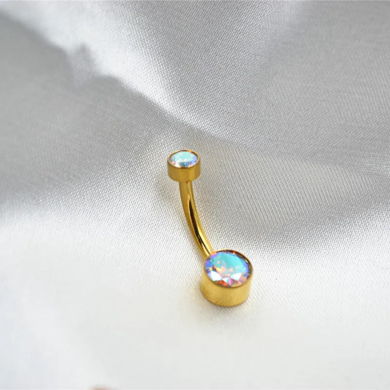 10PCS Body Jewelry-G23 CZ Gold Smart Navel Button Body Piercing 14Gx10x4/6mm Curve Barbells Belly Rings 240626