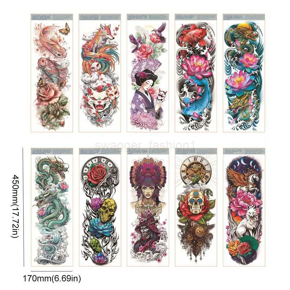 Waterproof Temporary Tattoo Sticker Full Arm Large Size Arm Tatoo Fake Tattoos Sleeve for Men Women GirlB240713