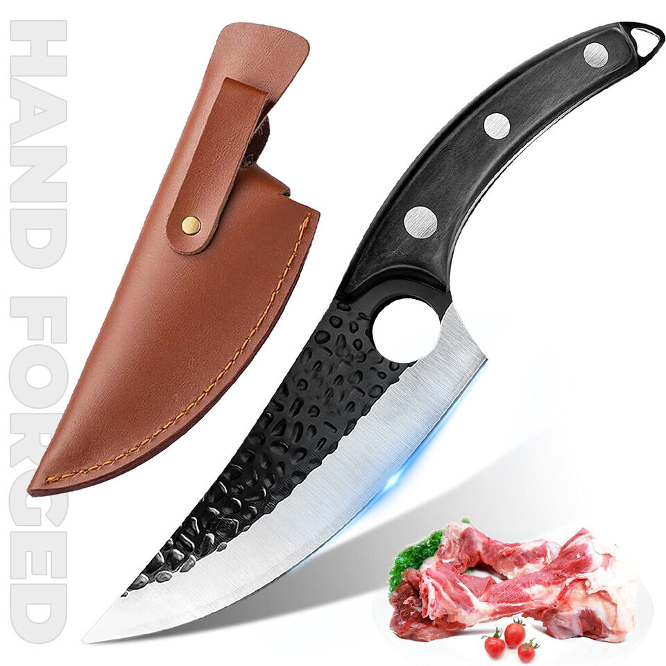 Hunters Serbian Forged Chef Knife Kitchen Butcher Boning Cleaver Hunting Knife Japanese Kitchen Boning Butcher With Leather Sheath