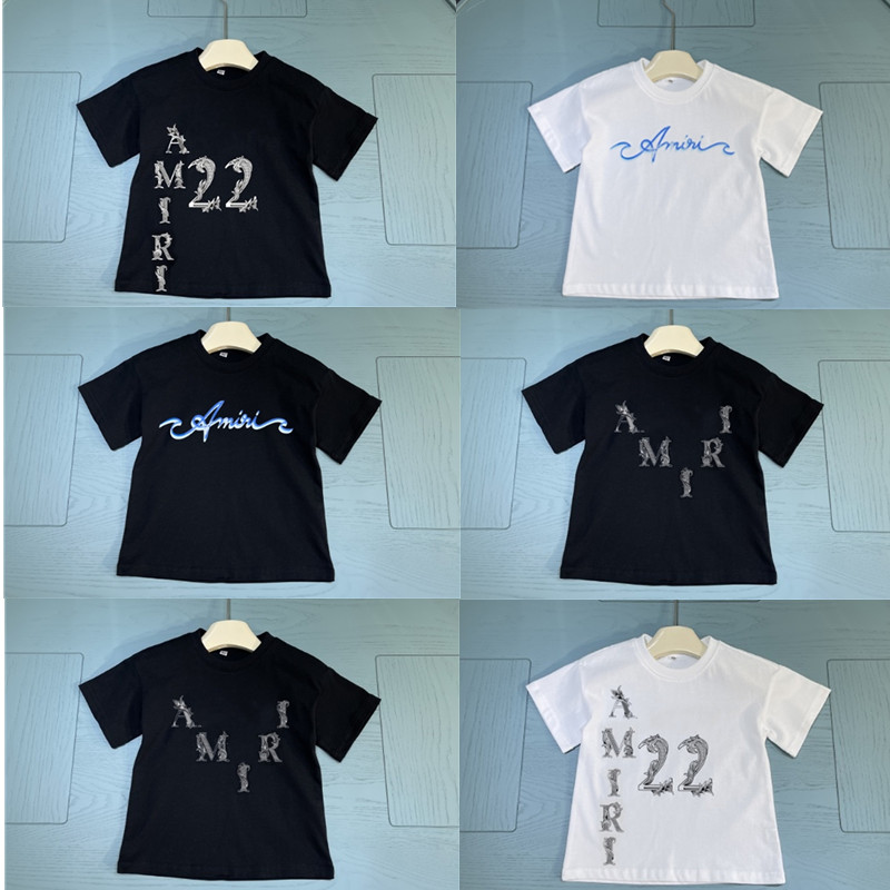 Lux Designer Core Collection T-shirt Enfant Arts District Coton Imprimé Noir Blanc Col Rond Manches Courtes Garçons Filles Coupe Classique Droite