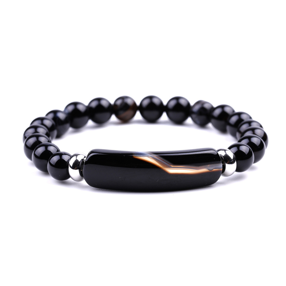 Colorful Natural Stone Agate Bridge Bar Bracelet Designer Jewelry Strip Agate Beads Bracelet Wristband for Women Men Gift Healing Fashion Fine Jewelry