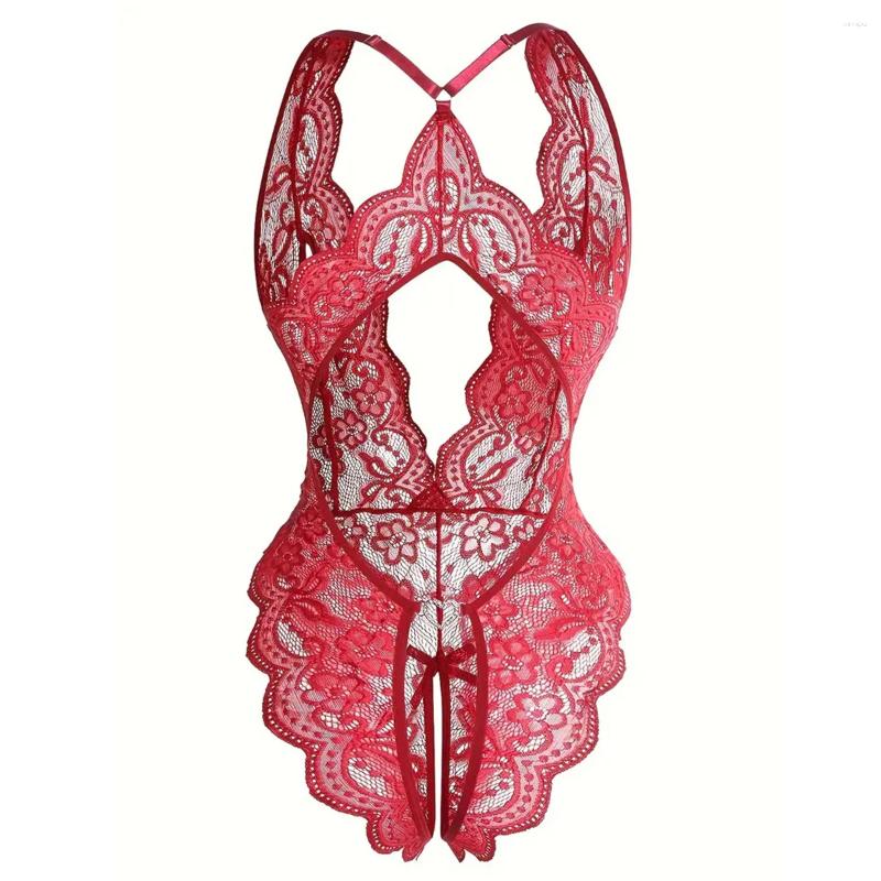 Womens Sleepwear Sexy Female Women Lace See Through Erotic Lingerie Open Bra Crotchless Costume Teddy Nightdress Pajamas L250807