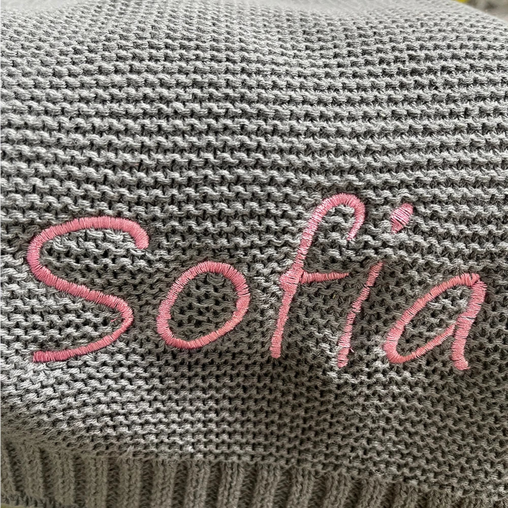Cotton Knitted Blanket Personalized Embroidered Name Baby Boy Girl Soft Shower Breathable Stroller 240711