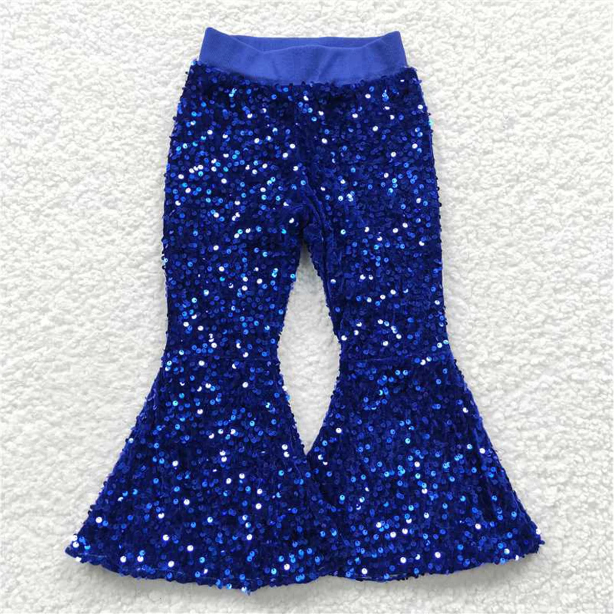 Wholesale Kids Fashionable Boutique Clothing Baby Girls Cute Real Sequins Soft Comfortable Children Bell Bottoms Pants Clothes 240703