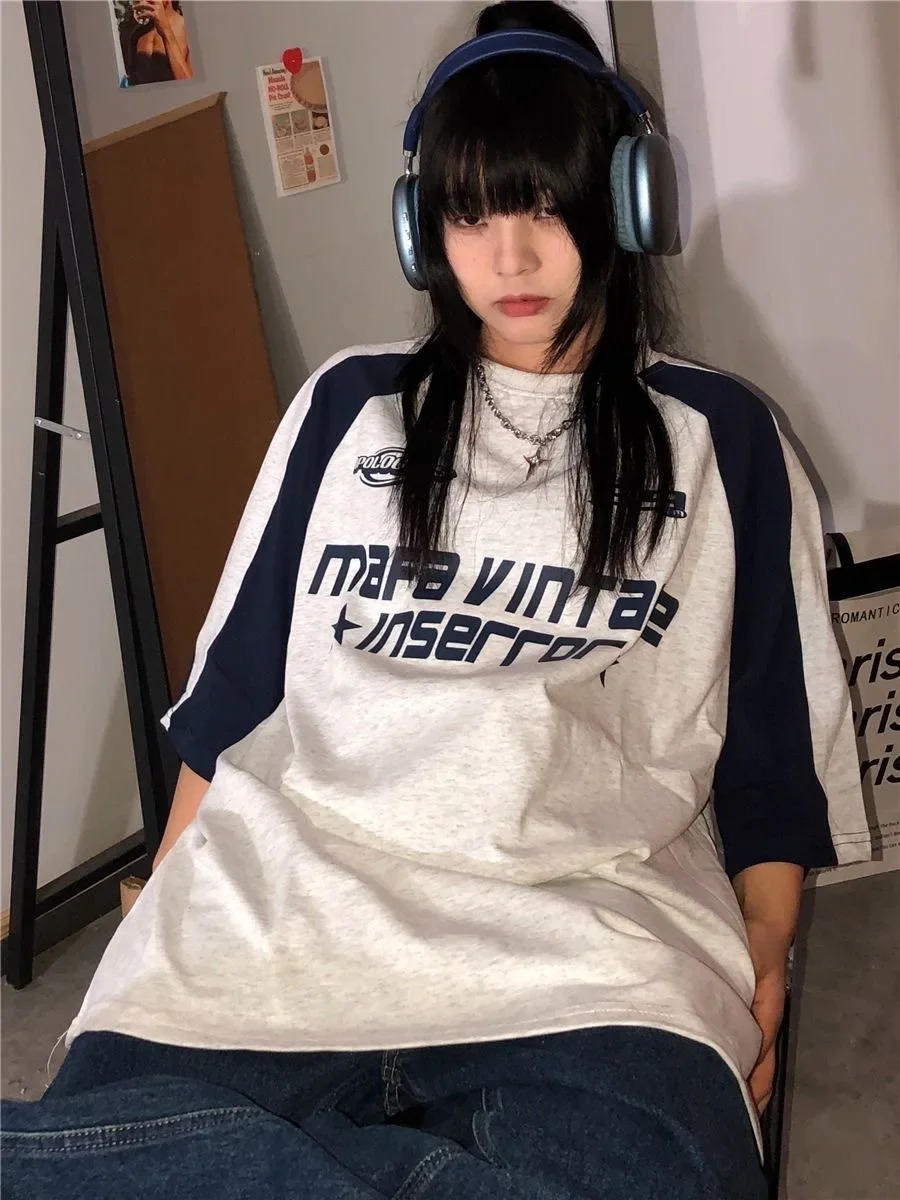 Y2K Korean Vintage Streetwear Casual Acubi Harajuku Egirl Short Sleeve TShirts Grunge Aesthetics Oversized Tees Tops Clothes 240712