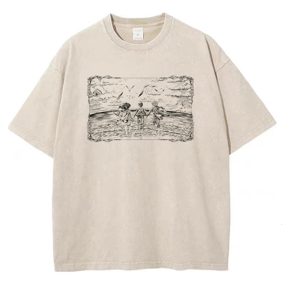 Men Washed Anime Attack On Titan T-Shirt Hip Hop Streetwear Graphic Print Oversize Tshirt Short Sleeve Cotton Loose Vintage Tops 240710