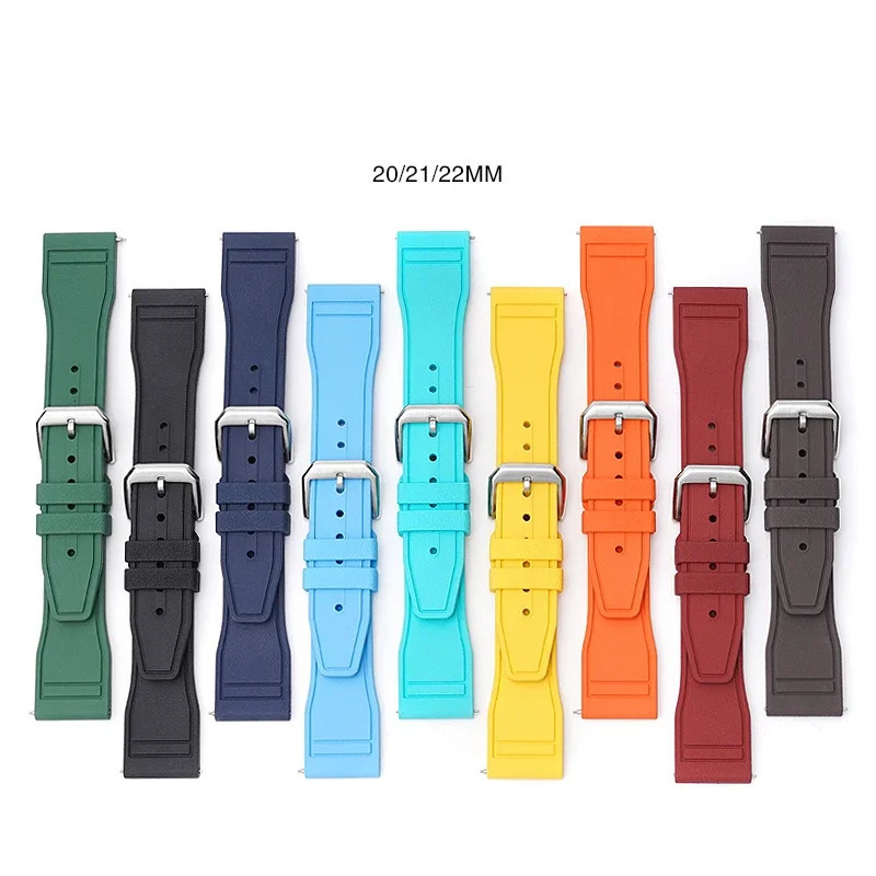 20/21/22mm FKM high-end rubber strap suitable for IWC pilots WATCHES and PORTOFINO series mens fashion and leisure strap240703