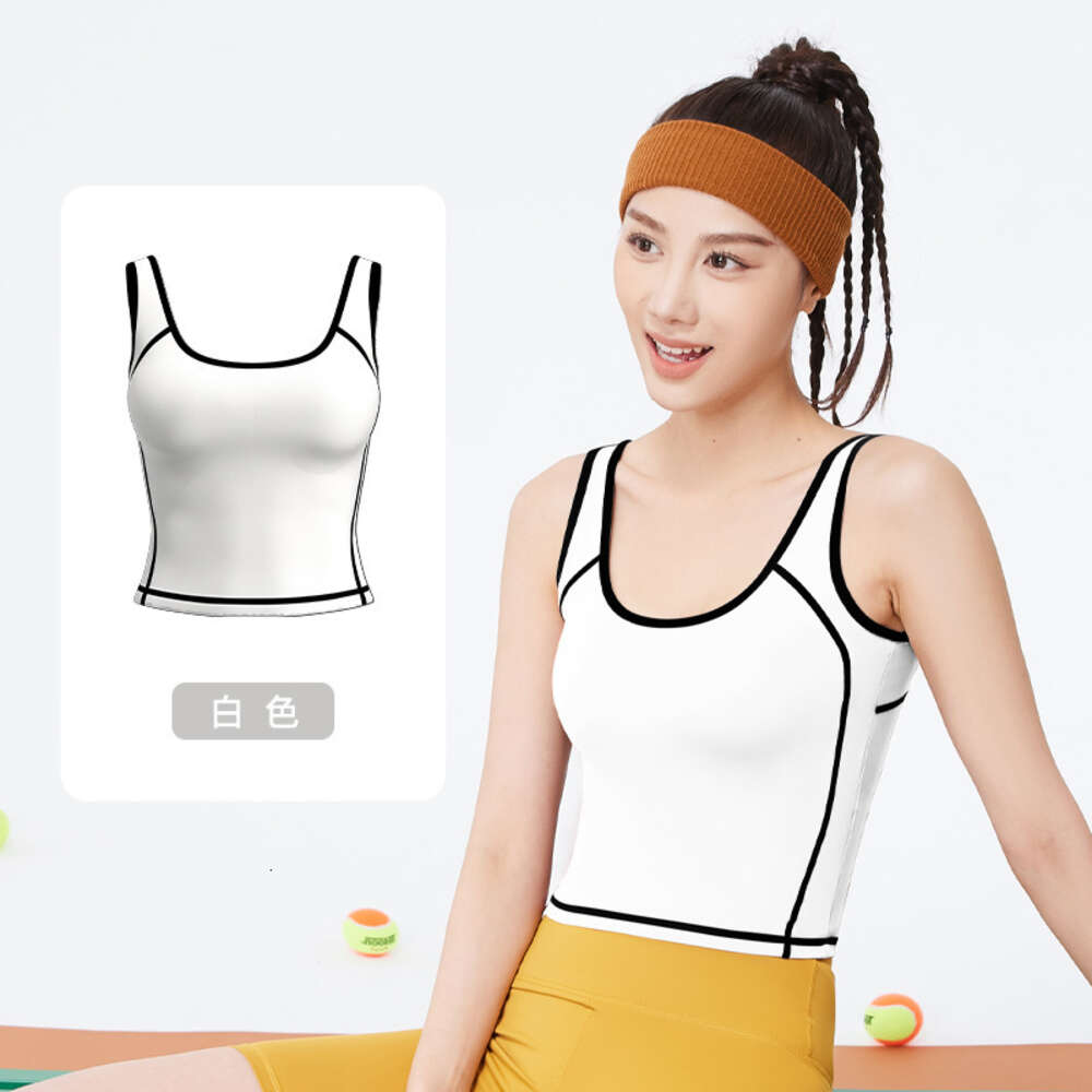 Color Blocking Curved Integrated Fixed Shock-absorbing Gathering U-shaped High Elasticity Chest Display Sports Vest Woman Workout Clothe