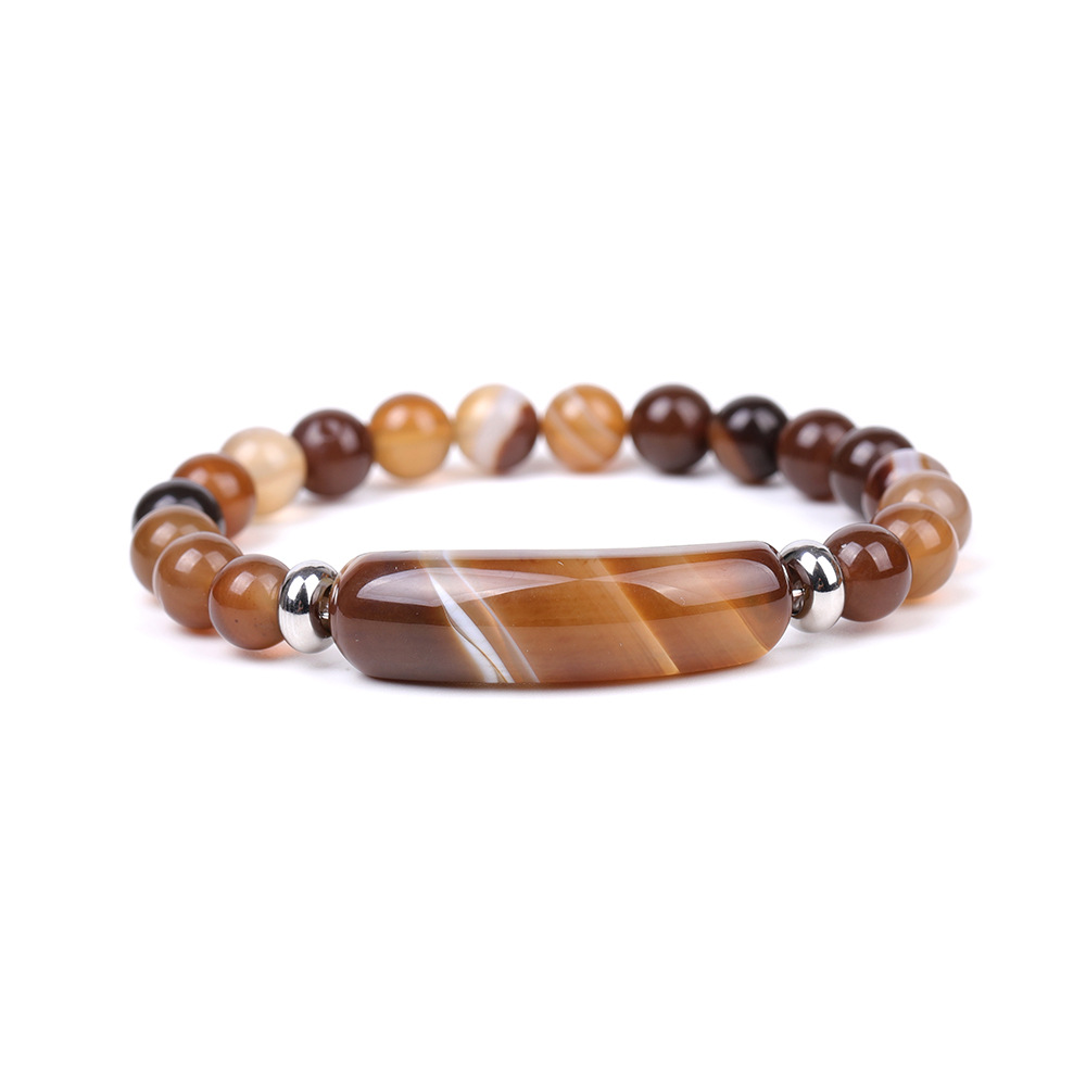 Colorful Natural Stone Agate Bridge Bar Bracelet Designer Jewelry Strip Agate Beads Bracelet Wristband for Women Men Gift Healing Fashion Fine Jewelry