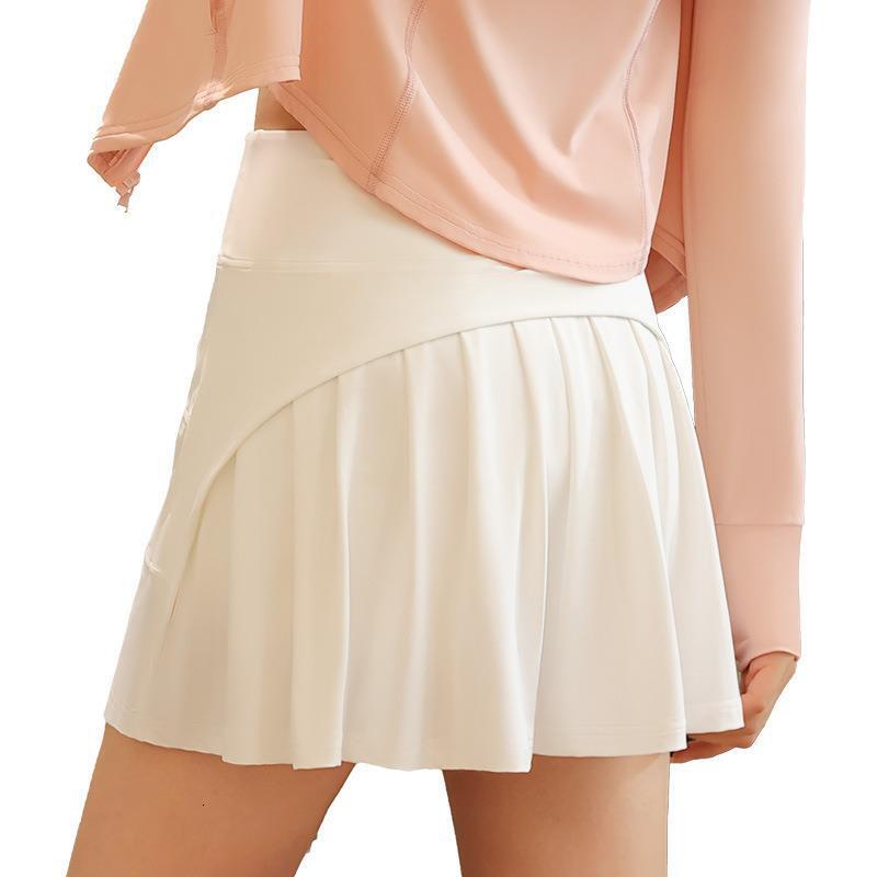 Summer Ice Feeling Women's Pleated High Waist Slimming Plus Size A-line Half Skirt Fake Two Sports Short Skirts Woman Workout Clothe Yoga Jacket