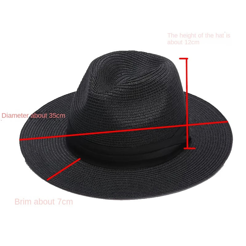 XL Big Head 63CM Summer Beach Woven Sun Hats Men Women Plus Size Jazz UV UPF 50 Sun Protection Travel Panaman Straw Hats Unisex 240711