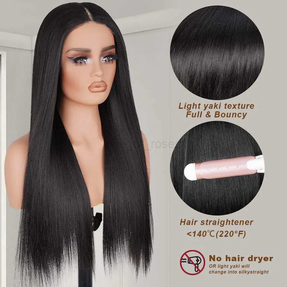 Synthetic Straight Lace Closure Wigs Easy to Wear Glueless Pre Plucked Pre Cut Upgraded No Glue HD Lace Front Wig For WomenM240712