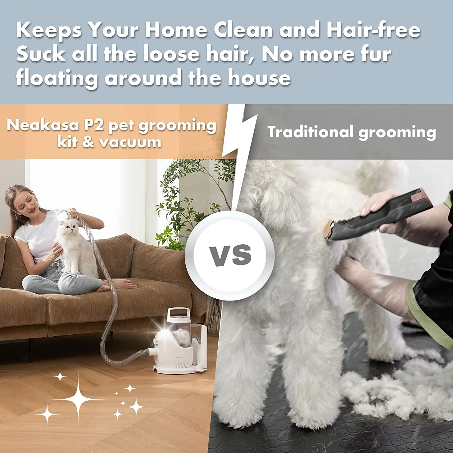 ATUBAN by neabot P2 Pro Dog Grooming Kit,Dog Clippers Vacuum Suction 99% Hair,Pet Grooming with 5 Proven Grooming Tools for Dogs