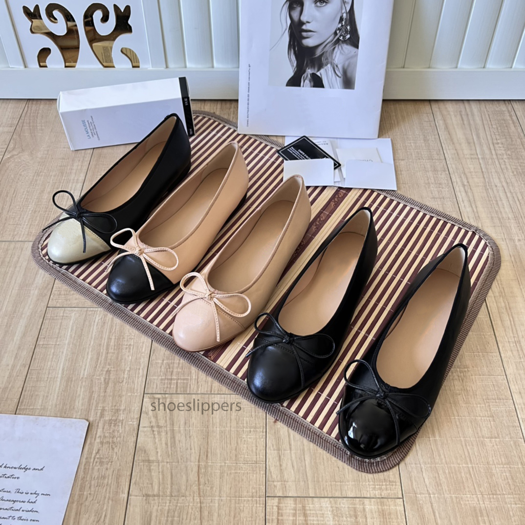Designer Ballet shoes Paris Brand Black Ballet Flats Shoes Women Spring Quilted Genuine Leather Slip on Ballerina Luxury Round Toe Ladies Dress Shoes